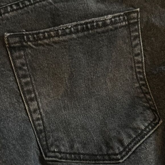 Loft | Destructed High Rise Straight Crop Jeans in Washed Black | 10 - Picture 4 of 7